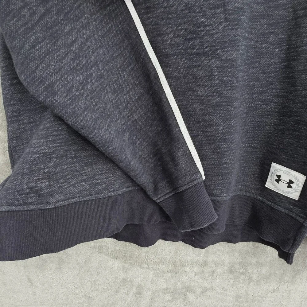 Under Armour Mens M Essential Fleece Heritage Crew Sweatshirt Grey Black 1996 UA